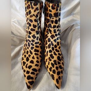 Cole Haan Leopard Print Calf Hair Ankle Boot Size 10